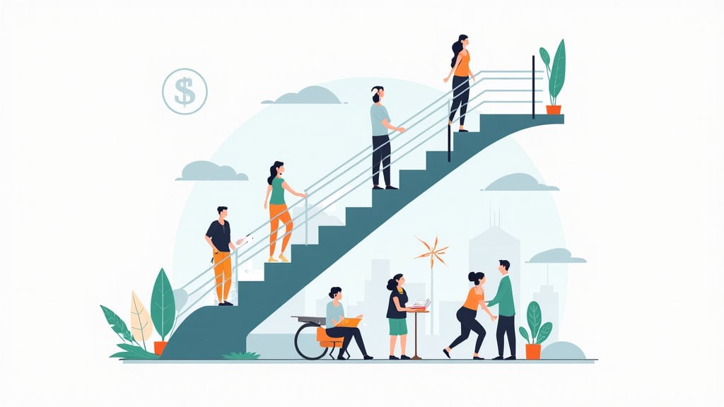 Infographie illustrant les aides financières pour un monte-escalier à Lavault-Sainte-Anne en 2025