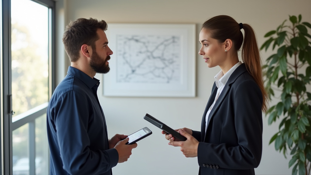 Installateur en train de discuter avec un client à Cerbère