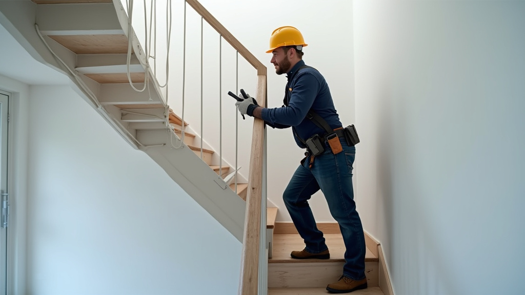 Installateur en train de faire un diagnostic sur un escalier