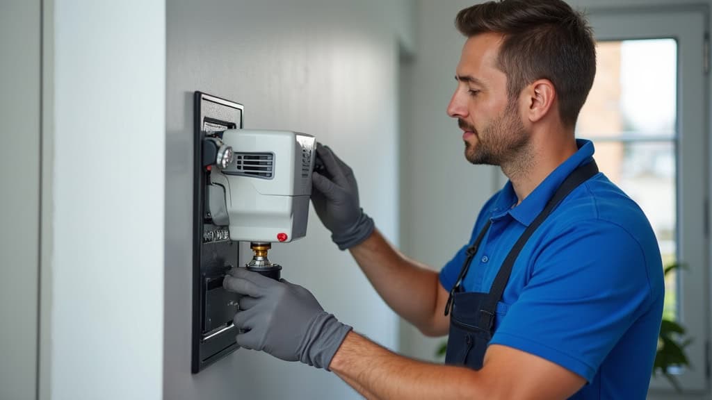 Installateur vérifiant le bon fonctionnement d