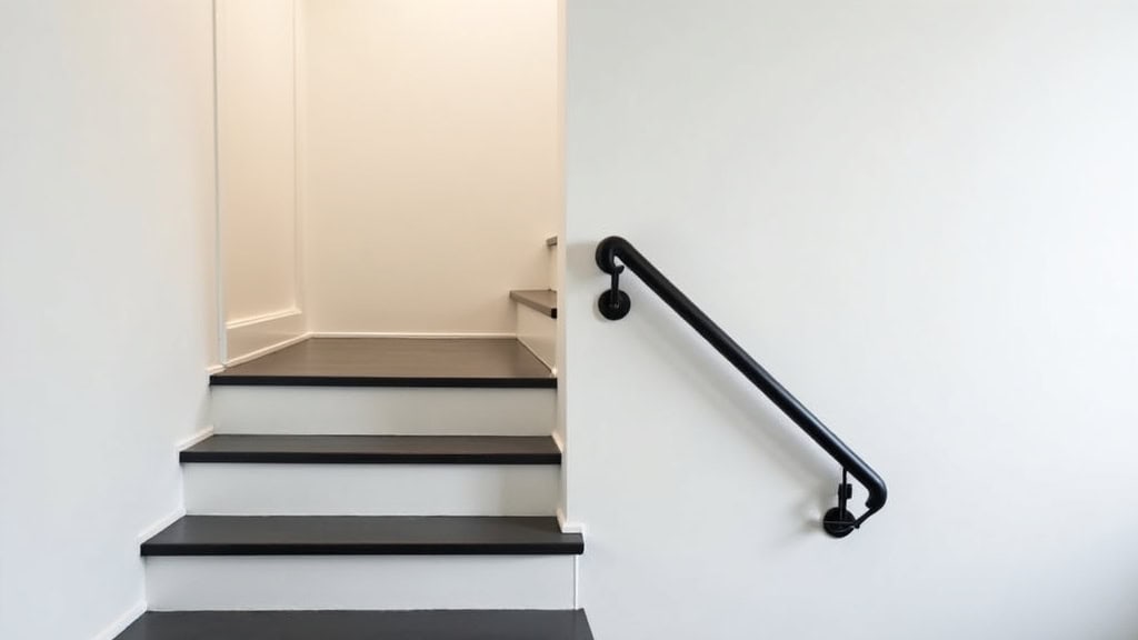 Installation d’un monte-escalier droit dans une maison de Saillans, vue du rail fixé sur les marches
