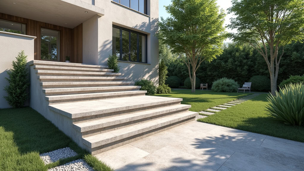 Installation d’un monte-escalier extérieur sur un escalier en pierre à Noirétable