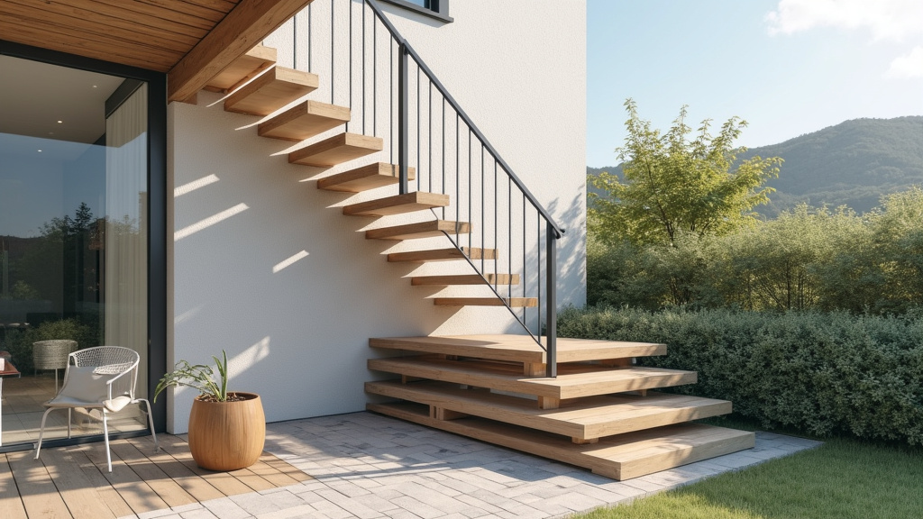 Installation d’un monte-escalier extérieur sur un escalier extérieur à Ligné