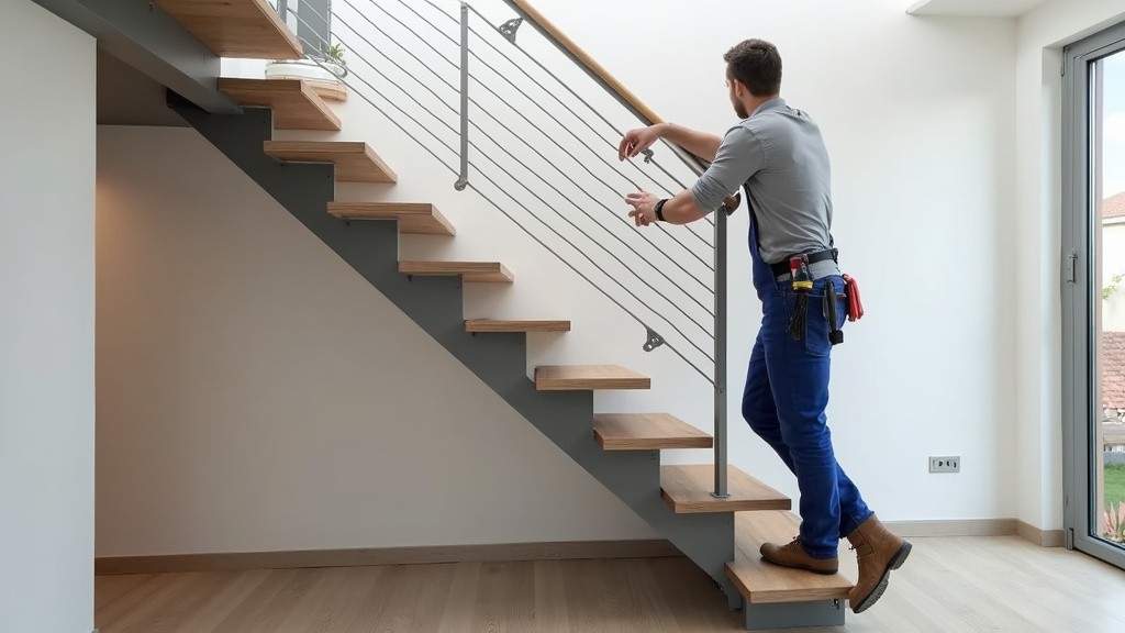 Installation d’un monte-escalier par un technicien à Bouligny