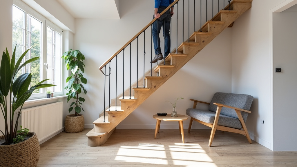 Installation d’un monte-escalier tournant dans une maison à Biard par un technicien qualifié