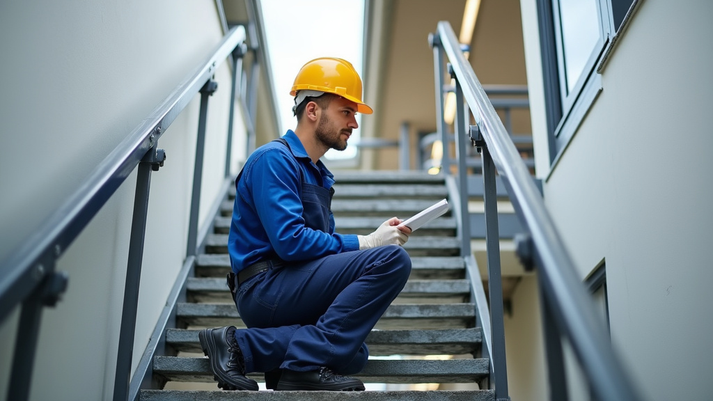 Intervention de maintenance sur un monte-escalier extérieur par un technicien