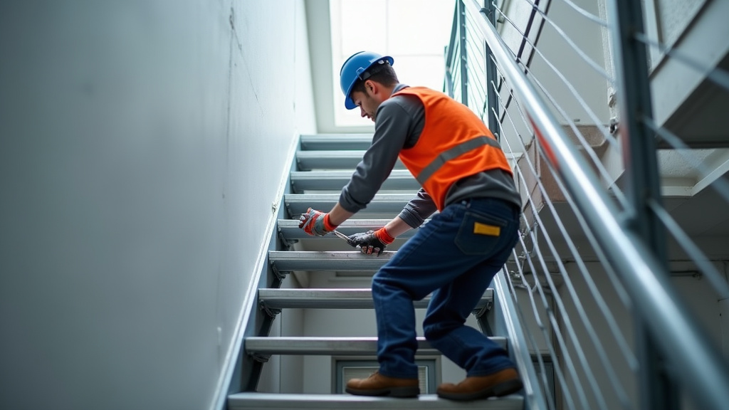 Maintenance d’un monte-escalier par un technicien à Bouligny
