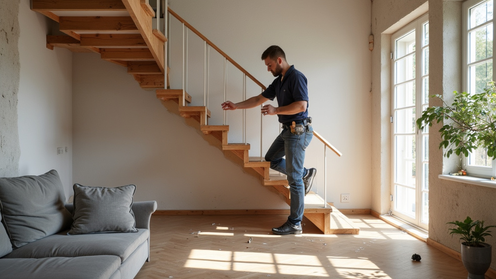 Montage d’un monte-escalier par un artisan à Le Poiré-sur-Vie