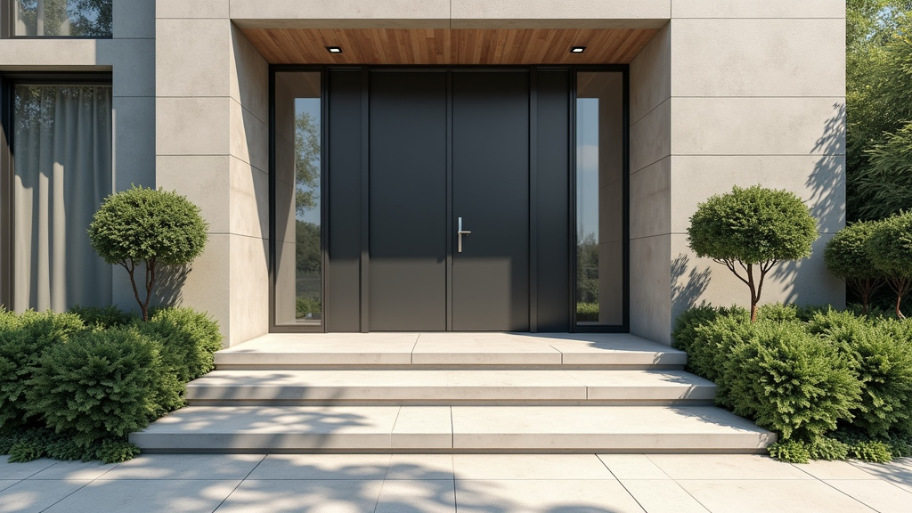 Monte-escalier à plaqueforme installé devant une entrée d