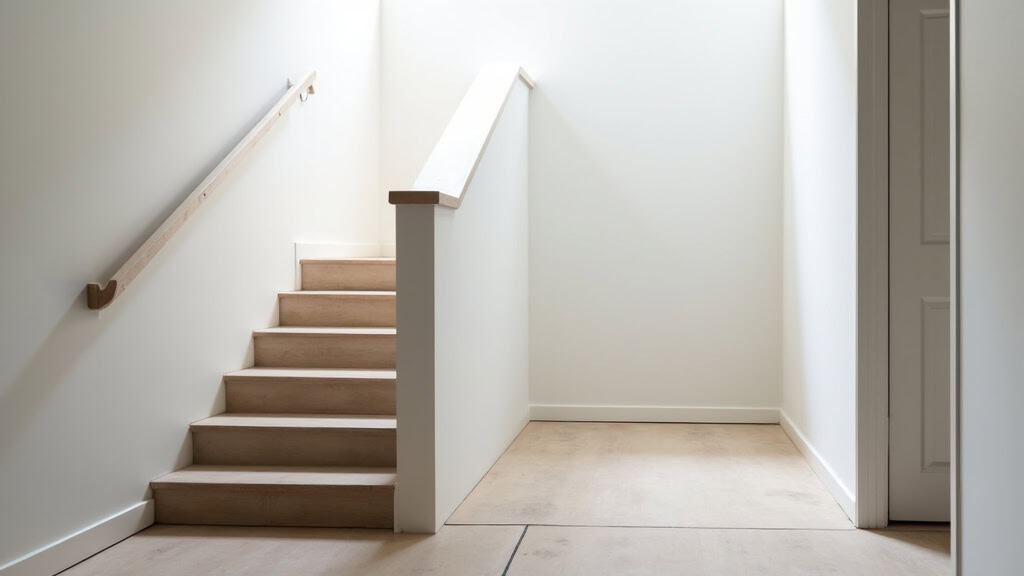 Monte-escalier avec siège replié dans une maison à Rouen, laissant le passage libre