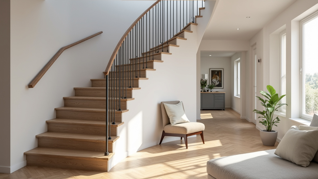 Monte escalier courbe installé dans un escalier en colimaçon à Sayat
