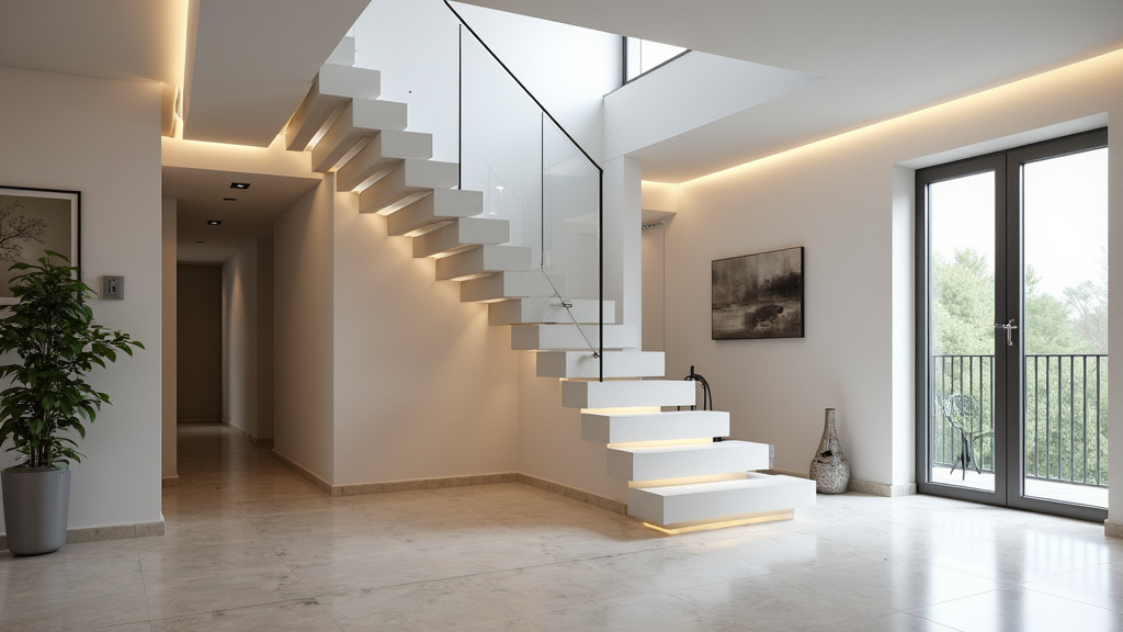 Monte-escalier design intégré dans une maison moderne à Livry-Gargan