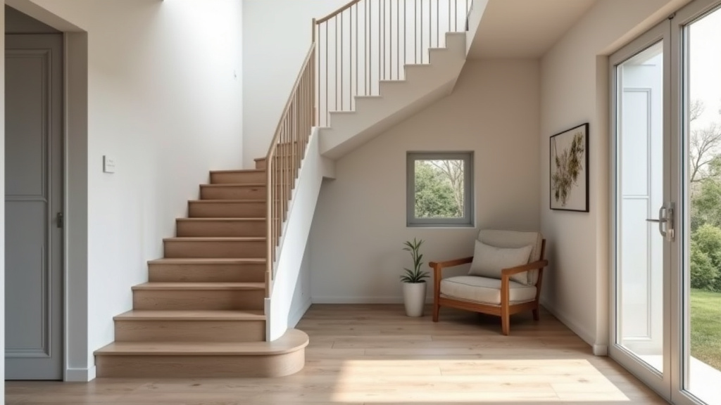 Monte escalier discret intégré dans un intérieur moderne à Archettes