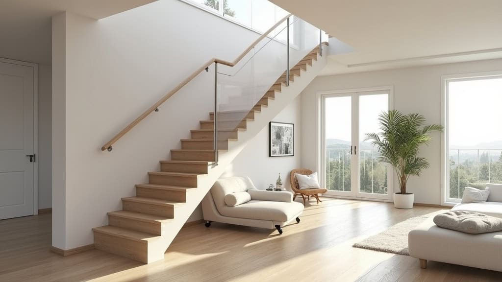 Monte-escalier droit en fonctionnement dans une maison à Naveil