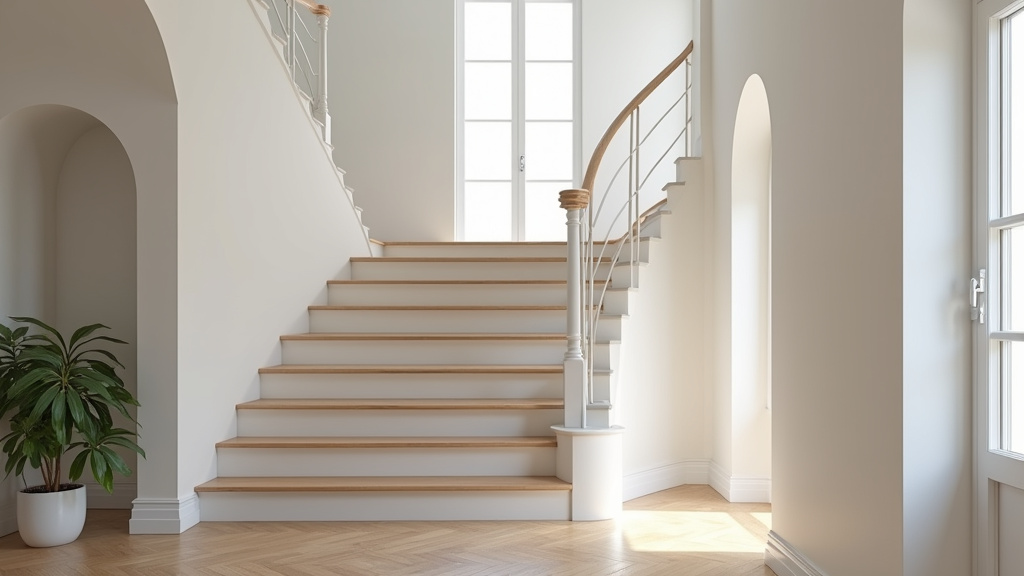 Monte-escalier droit en train de monter les marches dans une maison de Flamanville