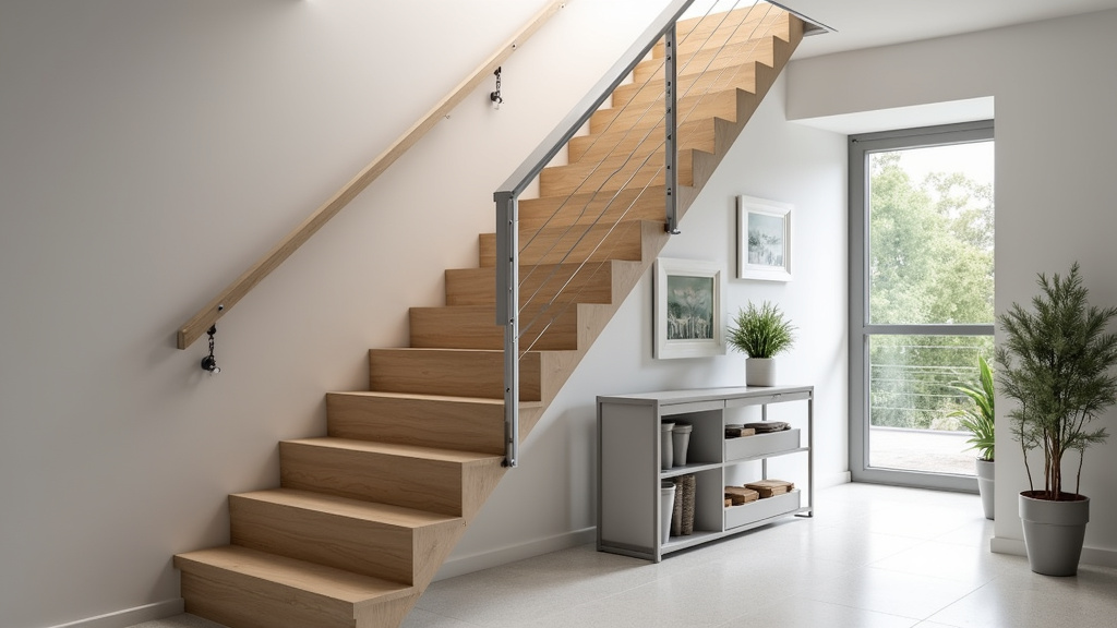 Monte-escalier droit installé dans un escalier intérieur à Izon, avec siège ergonomique et rail discret
