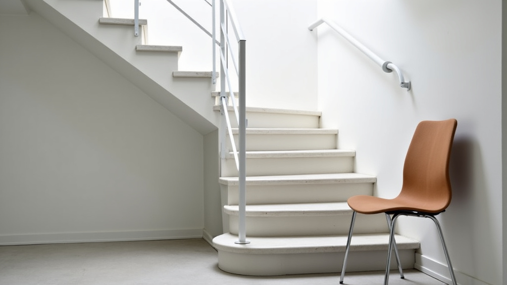 Monte-escalier droit installé dans un escalier intérieur à Saint-Marcel, avec siège replié
