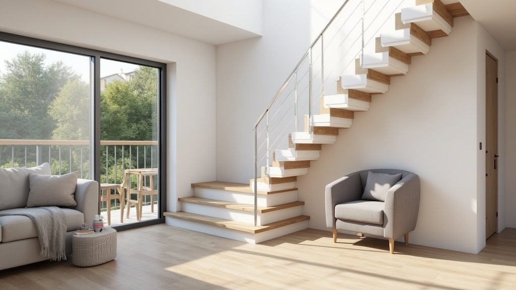 Monte-escalier droit installé dans une maison à Châtillon-le-duc, en situation réelle d’utilisation