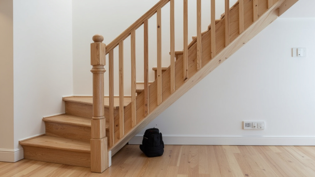 Monte-escalier droit installé dans une maison à Dinan, escalier en bois avec siège noir et repose-pieds