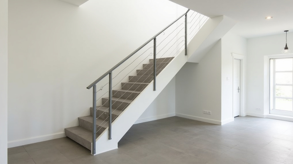 Monte-escalier droit installé dans une maison à Eymet, escalier clair avec siège gris et rail métallique