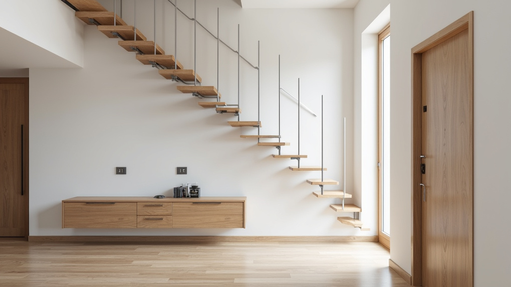 Monte-escalier droit installé dans une maison à Rœulx avec escalier rectiligne