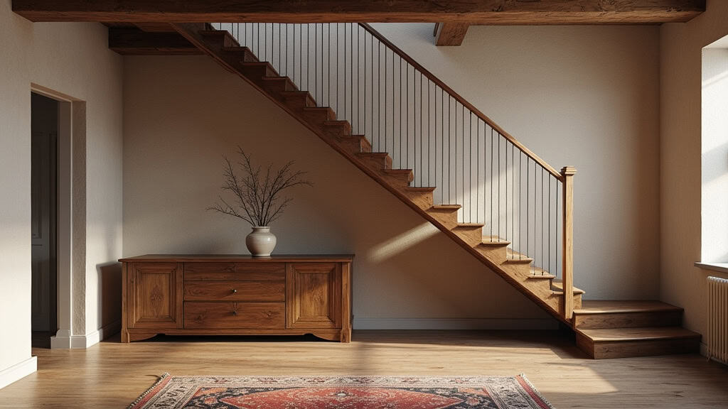 Monte-escalier droit installé dans une maison ancienne à Mirabel, escalier rectiligne avec rampe en bois