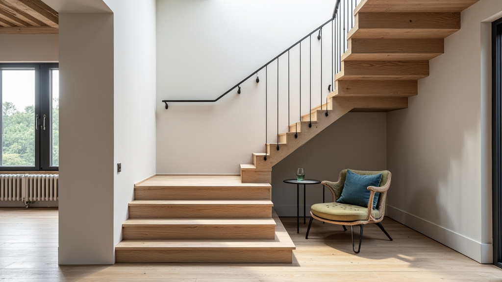 Monte-escalier droit installé sur un escalier droit à Beaumont-sur-Sarthe