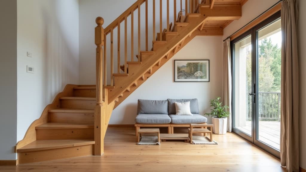 Monte-escalier droit installé sur un escalier en bois dans une maison traditionnelle de Maincy