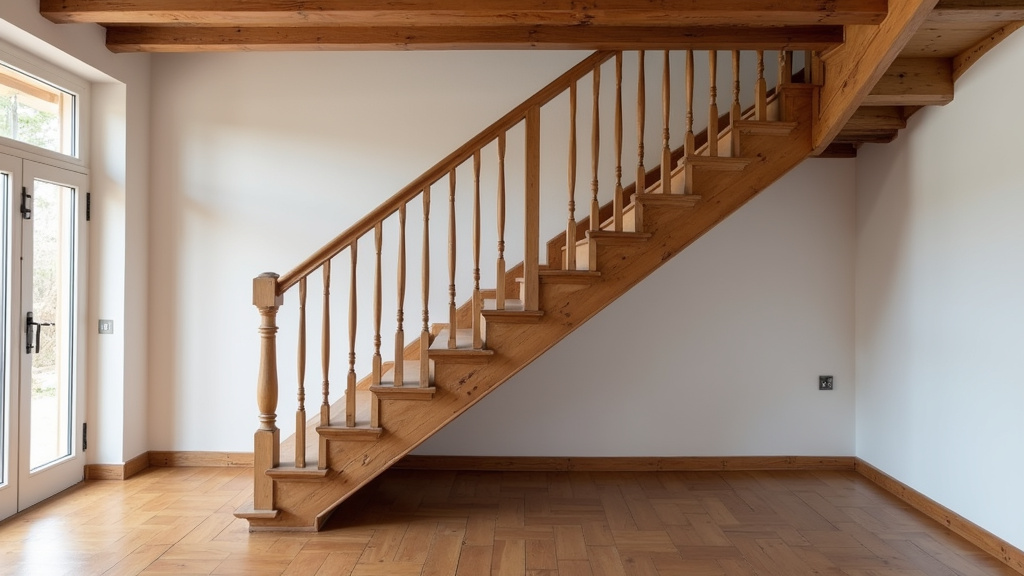 Monte-escalier droit installé sur un escalier en bois dans une maison traditionnelle de Salazie