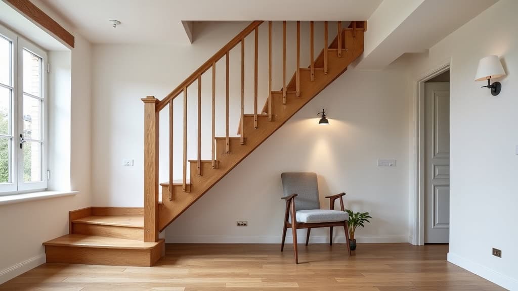 Monte-escalier droit installé sur un escalier en bois dans une maison typique de Magny-le-Désert