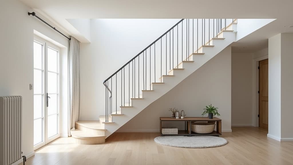 Monte-escalier droit installé sur un escalier en ligne droite à Le Theil-de-Bretagne