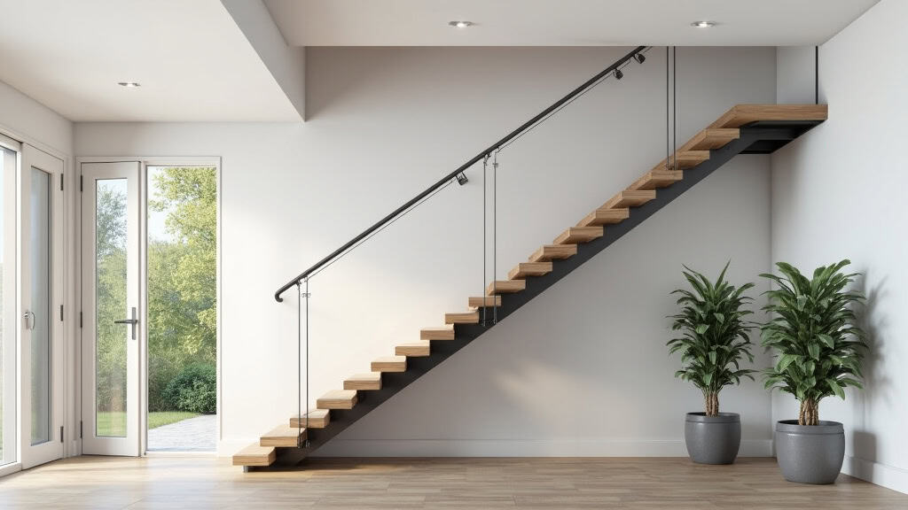 Monte-escalier droit installé sur un escalier rectiligne à Brem-sur-Mer