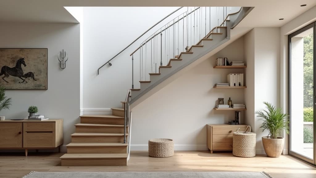 Monte-escalier droit installé sur un escalier simple à Montigny-sur-Loing