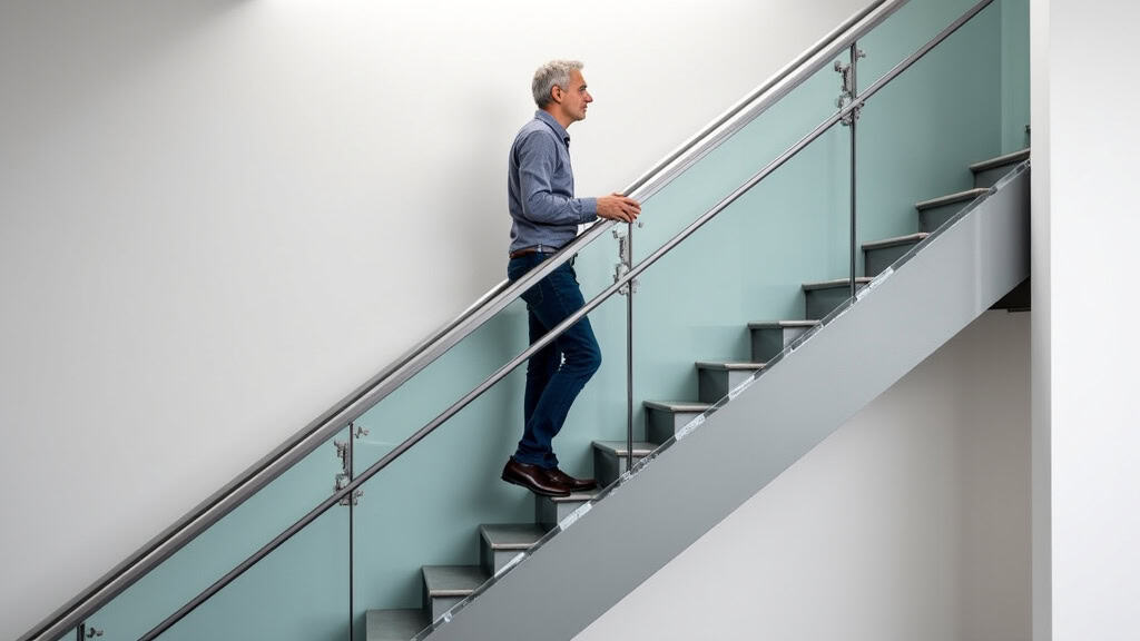 Monte-escalier en fonctionnement avec un utilisateur âgé, illustrant la sécurité et le confort d’utilisation