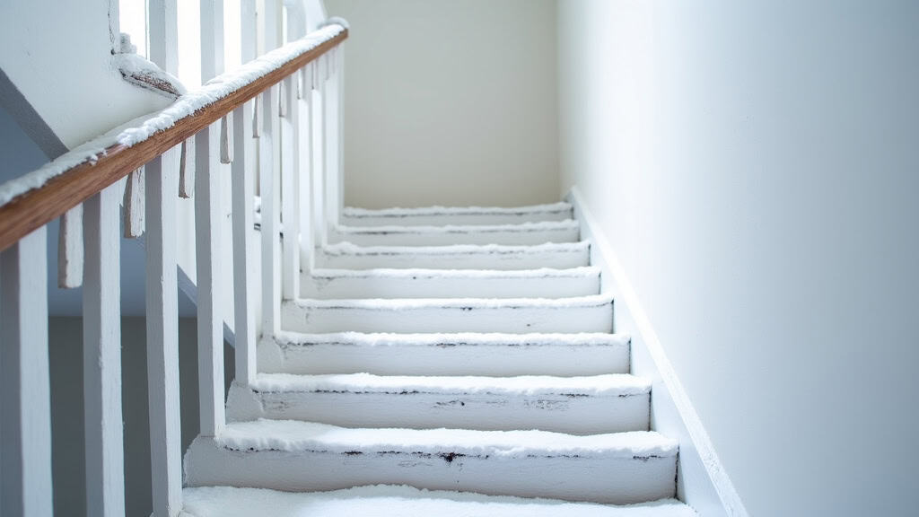 Monte-escalier en fonctionnement par temps de neige dans une maison de Saint-Vrain