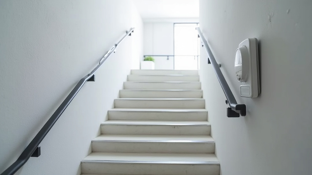 Monte-escalier équipé de ceinture de sécurité et détecteur d