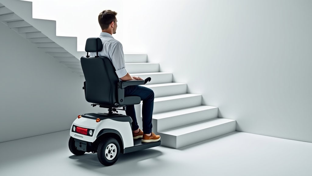 Monte-escalier équipé d’un siège pivotant motorisé et repose-pieds