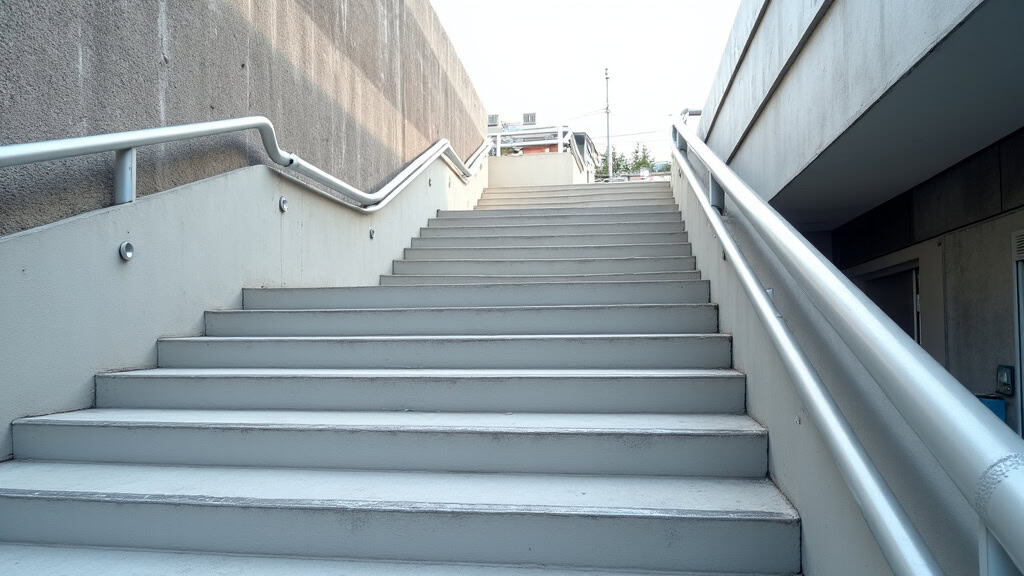 Monte-escalier extérieur en cours de fonctionnement par temps pluvieux à Saint-Jean-de-Galaure