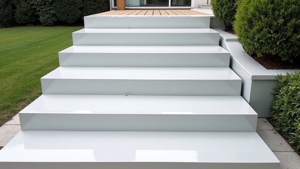 Monte-escalier extérieur en cours d’installation dans un jardin à La Bâtie-Montgascon