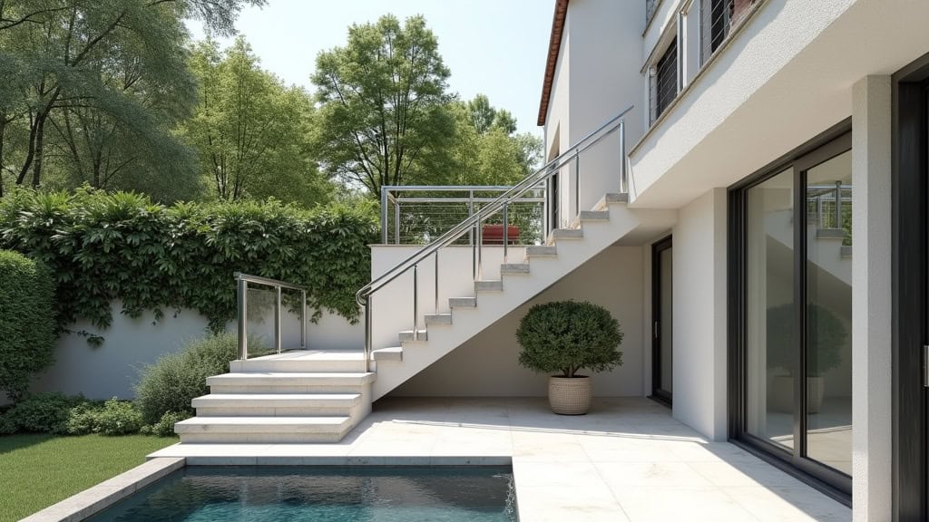 Monte-escalier extérieur en fonctionnement dans une propriété à Giroussens