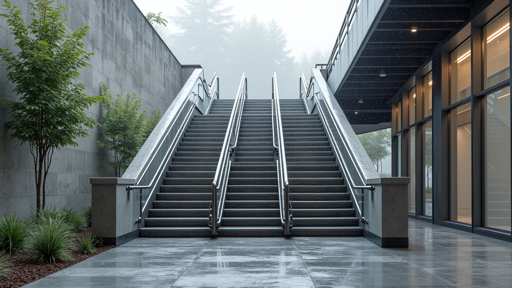 Monte-escalier extérieur en fonctionnement par temps de pluie à Cadillac-en-Fronsadais