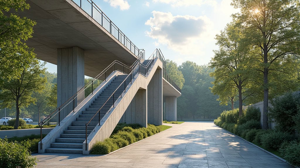 Monte-escalier extérieur en fonctionnement par temps pluvieux à Montigny-sur-Loing