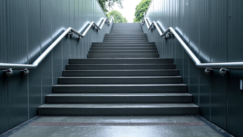 Monte-escalier extérieur en fonctionnement sous la pluie à Thénezay
