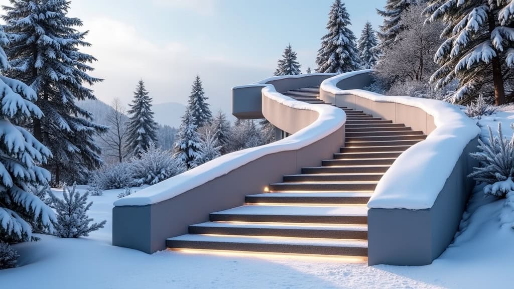Monte-escalier extérieur en hiver à Monthermé