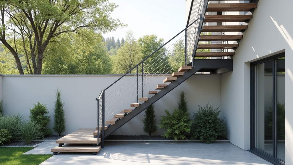 Monte-escalier extérieur en inox installé à l