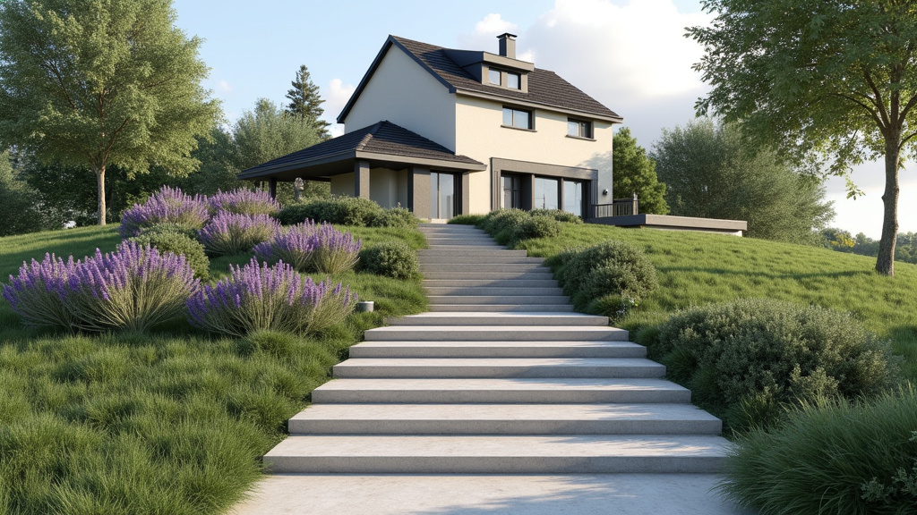 Monte-escalier extérieur en place sur des marches menant à une maison à Bubry