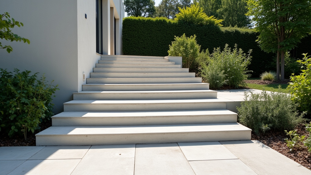 Monte-escalier extérieur enneigé fonctionnant correctement dans un jardin à Villemontais