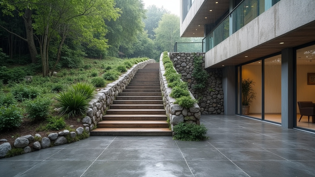 Monte-escalier extérieur fonctionnant sous la pluie à Chaveyriat