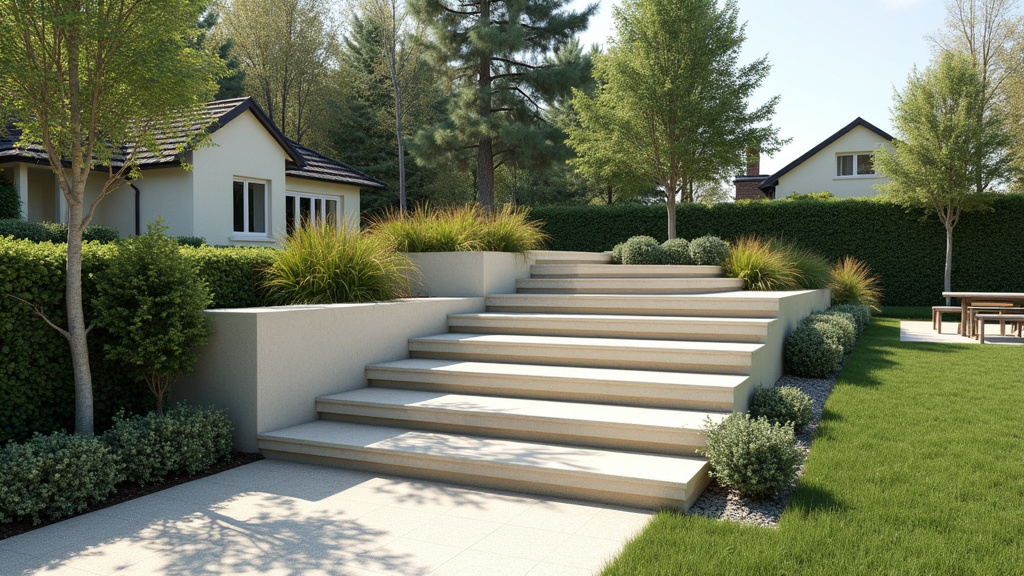 Monte-escalier extérieur installé à Biars-sur-Cère pour accéder au jardin