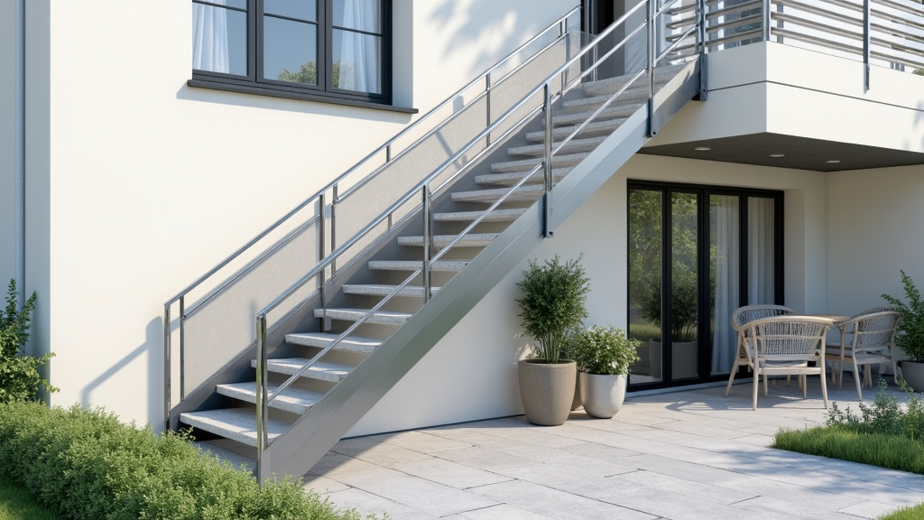 Monte-escalier extérieur installé à Cancale, en inox, avec une housse de protection